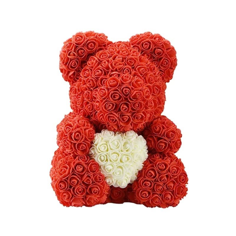 25/40cm Rose Bear Heart Artificial Flower Rose Teddy Bear for Women Valentine Wedding Birthday Christmas Gift DropShipping